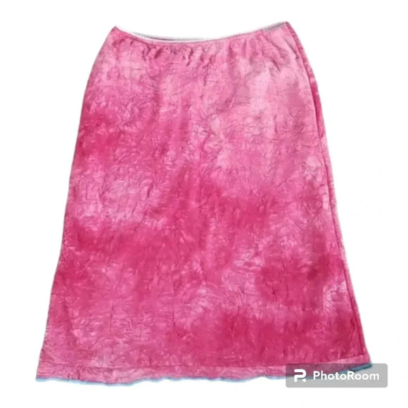 Y2K Pink And Blue  tie dye lettuce Hem  skirt - Picture 1 of 6